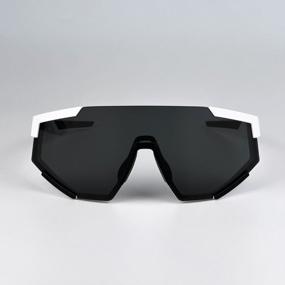 Prada PS04WSF TWK06F Sunglasses White Rubber Dark Grey Rectangle Unisex - Picture 7 of 12